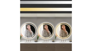 OGLINDA BAIE REA MMJ, CU LED, 50CM, AURIU ROSE PERIAT, DIN STICLA, CALITATE SUPERIOARA - Img 6