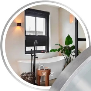 OGLINDA CU LED, PENTRU BAIE, MMJ ARGINTIU PERIAT, CALITATE SUPERIOARA
