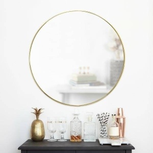 OGLINDA DE PERETE ROTUNDA, HUBBA, AURIE, 86 CM, STIL MODERN, B2 - Img 3