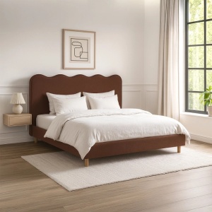 PAT 160X200CM, ARTIM MEBLE, CU SPATIU DE DEPOZITARE, REALIZAT DIN TEXTIL ROSU INCHIS, STIL MODERN - Img 2