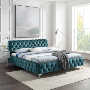 PAT DIN CATIFEA, BAROCK 180X200CM, DE CULOARE ALBASTRU MARIN, COD 41438