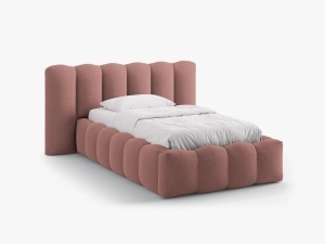PAT SINGLE LUPINE, ROZ INCHIS, CU TAPITERIE DIN TEXTIL STRUCTURAT MOLYBDEN, MICADONI