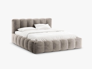 PAT TAPITAT LUPINE, 200X200, CAPPUCINO, SOMIERA RABATABILA, CU TAPITERIE DIN TEXTIL CHENILLE LORIS, MICADONI