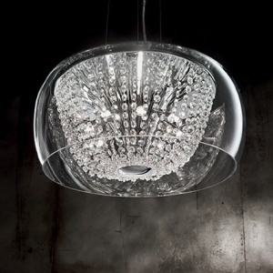 PENDUL MODERN CU CRISTAL, AUDI-61 SP6, CHROME, IDEAL LUX