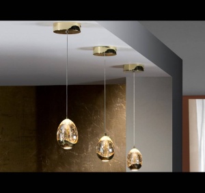 PENDUL ROCIO, 12 CM, AURIU/SAMPANIE, DIN METAL SI STICLA, STIL MODERN