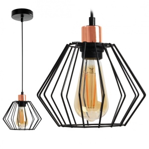 PENDUL SIENA GY180404, LOFT STYLE, 15x20x85 cm, NEGRU SI ROZ AURIU, DIN OTEL SI METAL DE INALTA CALITATE, STIL MODERN/LOFT, TU