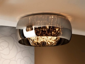 PLAFONIERA ARGOS, 50 CM, CROM/TRANSPARENT, DIN METAL SI STICLA, STIL MODERN