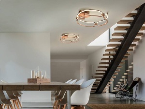 PLAFONIERA COLETTE, CU TELECOMANDA, 47CM, AURIU ROSE/OPAL, DIN ALUMINIU SI SILICON, STIL MODERN