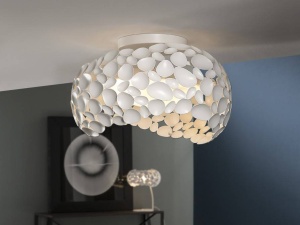 PLAFONIERA NARISA, 47 CM, ALB MAT/OPAL, DIN METAL SI ACRIL, STIL MODERN