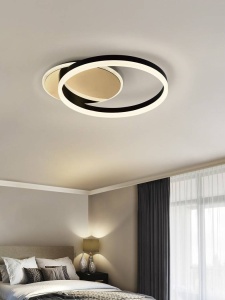 PLAFONIERA ORIEL, 46 CM, NEGRU MAT/AURIU/OPAL, DIN OTEL, ALUMINIU SI ACRIL, STIL MODERN