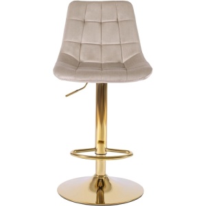 SCAUN BAR, ARTIM MEBLE, REALIZAT DIN CATIFEA SI METAL, CULOARE BEJ/AURIU, STIL MODERN - Img 3