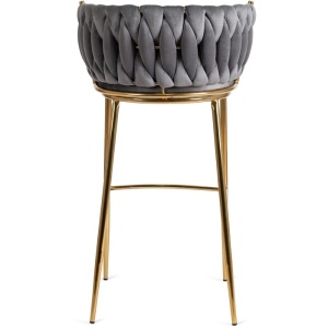 SCAUN BAR, ARTIM MEBLE, REALIZAT DIN CATIFEA SI METAL, CULOARE GRI/AURIU, STIL MODERN - Img 5