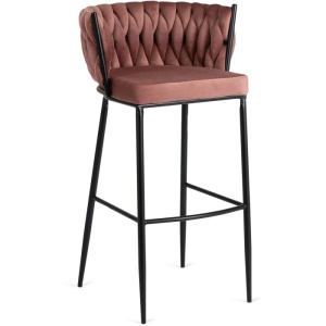 SCAUN BAR, ARTIM MEBLE, REALIZAT DIN CATIFEA SI METAL, CULOARE ROZ/NEGRU, STIL MODERN - Img 8