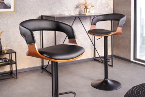 SCAUN BAR, MANHATTAN, METAL, LEMN SI PIELE ECO, NUC