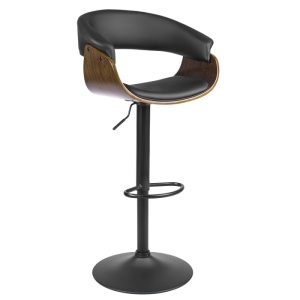 SCAUN BAR ROTATIV, ARTIM MEBLE, REALIZAT DIN PIELE ECO, FURNIR SI METAL, CULOARE NUC/NEGRU, STIL MODERN - Img 4