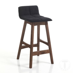 SCAUN BAR, VARM 84CM, NUC, CADRUL DIN LEMN SI STOFA GRI, STIL MODERN, COD 3691