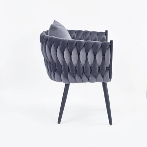 SCAUN CONFORTABIL AVATAR 2, GRI/NEGRU, TAPITERIE DIN CATIFEA SI PICIOARE DIN METAL, STIL MODERN - Img 5