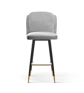SCAUN DE BAR BEETLE, 60 CM, GRI/NEGRU/AURIU, TAPITERIE DIN CATIFEA SI PICIOARE DIN METAL, STIL MODERN, ATR - Img 2