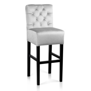 SCAUN DE BAR CHESTER, 70 CM, GRI/NEGRU, TAPITERIE DIN CATIFEA SI PICIOARE DIN LEMN DE FAG, STIL MODERN