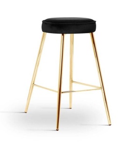 SCAUN DE BAR CIRCO 60, NEGRU/AURIU, STIL MODERN, CONFECTIONAT DIN METAL SI CATIFEA