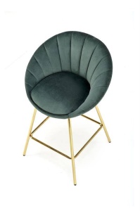 SCAUN DE BAR H112, VERDE/AURIU, TAPITERIE DIN CATIFEA SI PICIOARE DIN METAL, STIL MODERN - Img 2