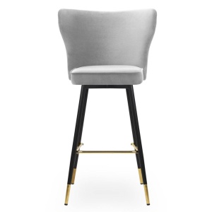 SCAUN DE BAR MODENA, 70 CM, GRI/NEGRU/AURIU, TAPITERIE DIN CATIFEA SI PICIOARE DIN METAL, STIL MODERN