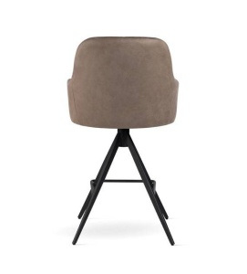 SCAUN DE BAR PIVOTANT TULIP SUPREME TWIST, 60 CM, BEJ INCHIS/NEGRU, TAPITERIE DIN CATIFEA SI PICIOARE DIN METAL, STIL MODERN,ATR - Img 3