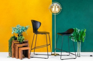 SCAUN DE BAR ROLF, NEGRU, CONFECTIONAT DIN POLIPROPILENA SI METAL, STIL MODERN - Img 3