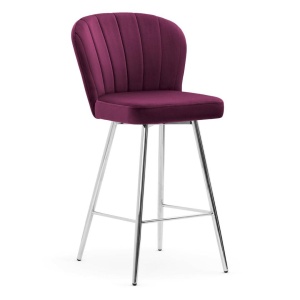 SCAUN DE BAR SHELLY 60, BORDO/CROM, STIL MODERN, CONFECTIONAT DIN METAL SI CATIFEA