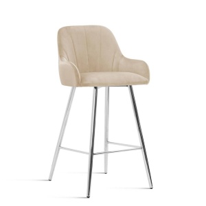 SCAUN DE BAR TULIP 60, BEJ/CROM, STIL MODERN, CONFECTIONAT DIN CATIFEA SI METAL