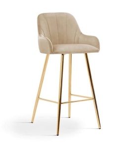 SCAUN DE BAR TULIP 70, BEJ/AURIU, STIL MODERN