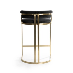 SCAUN DE BAR VEGAS, 60 CM, NEGRU/AURIU MAT, TAPITERIE DIN CATIFEA SI PICIOARE DIN METAL, STIL MODERN - Img 3