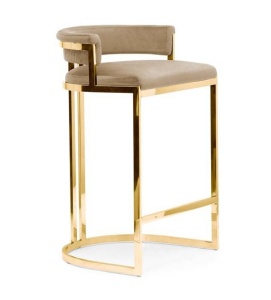 SCAUN DE BAR VEGAS 78, BEJ/AURIU, CU TAPITERIE DIN CATIFEA