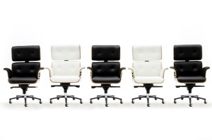 SCAUN DE BIROU DE LUX, ARTIM LOUNGE BUSINESS, REALIZAT PIELE NATURALA ITALIANA SI LEMN, CULOARE NEGRU/NUC, STIL EAMES - Img 2