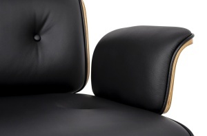 SCAUN DE BIROU DE LUX, ARTIM LOUNGE BUSINESS, REALIZAT PIELE NATURALA ITALIANA SI LEMN, CULOARE NEGRU/NUC, STIL EAMES - Img 17