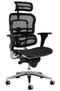 SCAUN DE BIROU ERGOHUMAN, NEGRU/CROM, MATERIAL TEXTIL/PLASA SI METAL, STIL MODERN