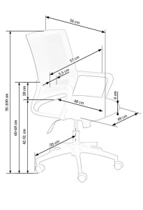 SCAUN DE BIROU MAURO, GRI/NEGRU, TAPITERIE DIN STOFA/PLASA SI PICIOARE DIN METAL, STIL MODERN - Img 3