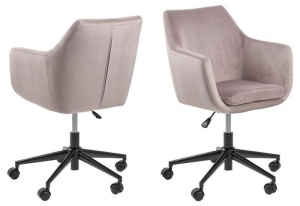 SCAUN DE BIROU NORA, ROZ PUDRA/NEGRU, DIN MATERIAL TEXTIL SI METAL, STIL MODERN - Img 2