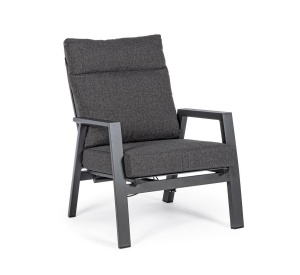 SCAUN DE GRADINA KLEDI GRI INCHIS, CONFECTIONAT DIN ALUMINIU SI TEXTIL, STIL MODERN