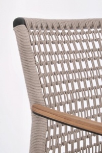 SCAUN DE GRADINA MADDOX BEJ, CONFECTIONAT DIN ALUMINIU, LEMN DE TEC SI TEXTIL, STIL MODERN - Img 4