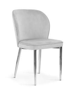 SCAUN DINING AINE, GRI/CROM, TAPITERIE DIN CATIFEA SI PICIOARE DIN METAL, STIL MODERN