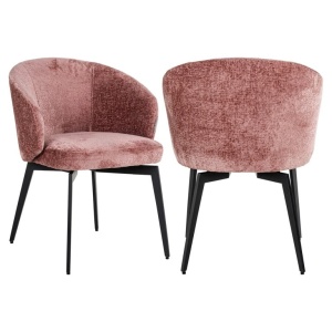 SCAUN DINING AMPHARA ROSE CHENILLE, BERGEN ROSE 705/NEGRU, S4594, CONFECTIONAT DIN 100% POLIESTER, SPUMA, LEMN SI OTEL INOXIDABIL, RICHMOND INTERIORS