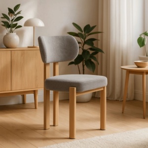 SCAUN DINING, ARTIM MEBLE, REALIZAT DIN METAL SI TEXTIL BOUCLE, CULOARE STEJAR/GRI, STIL MODERN