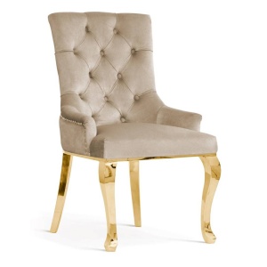 SCAUN DINING AUGUST GLAMOUR, BEJ/AURIU, STIL CHESTERFIELD