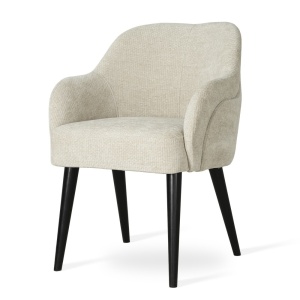 SCAUN DINING AURIN SUPREME, CONFECTIONAT DIN LEMN, SPUMA, ARCURI SI TEXTIL, BEJ/NEGRU, STIL MODERN
