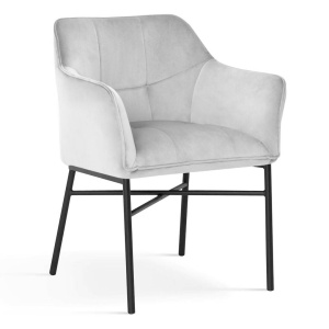 SCAUN DINING BOSTON, GRI/NEGRU, TAPITERIE DIN CATIFEA SI PICIOARE DIN METAL, STIL MODERN