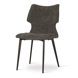 SCAUN DINING CHILCOTE, GRI INCHIS/NEGRU, TAPITERIE DIN TEXTIL SI PICIOARE DIN METAL, STIL MODERN