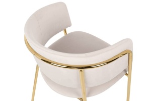 SCAUN DINING DELTA, BEJ/AURIU, DIN CATIFEA SI METAL, STIL MODERN B2 - Img 4