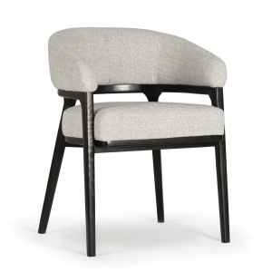 SCAUN DINING DORY, GRI/NEGRU, CONFECTIONAT DIN TAPITERIE DIN TEXTIL, SPUMA SI PICIOARE DIN METAL, STIL MODERN