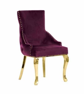SCAUN DINING EDWARD GLAMOUR, BORDO/AURIU, STIL CLASIC